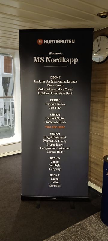 Banner met het dekplan van MS Nordkapp